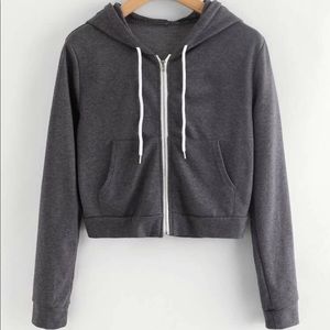 Grey cropped hoodie